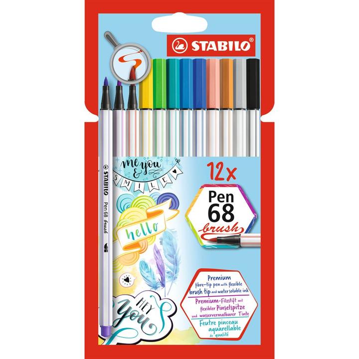 Actual product image STABILO Pen 68 brush Premium felt-tip pen (Sorted, 12 x)