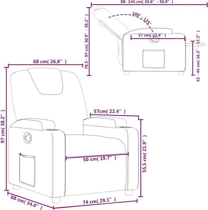 Actual product image VidaXL Recliner red faux leather,Colour: Red,Material: Faux leather