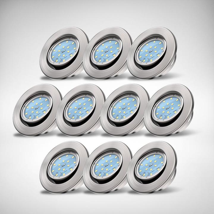 Immagine prodotto B.K.Licht Set di luci da incasso a LED, nichel opaco, modulo 10xLED (400 lm)