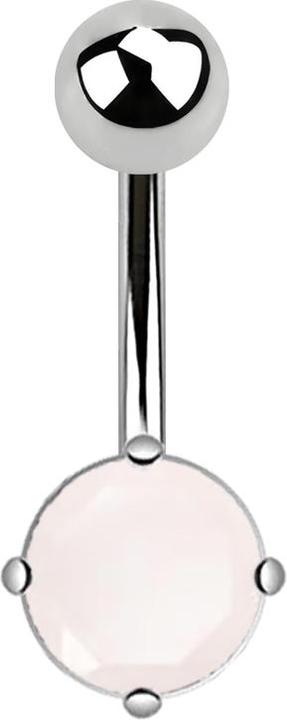 Actual product image Star Piercing Banana silver with round pink jade stone (without brass, Surgical steel 316L, Mineral)