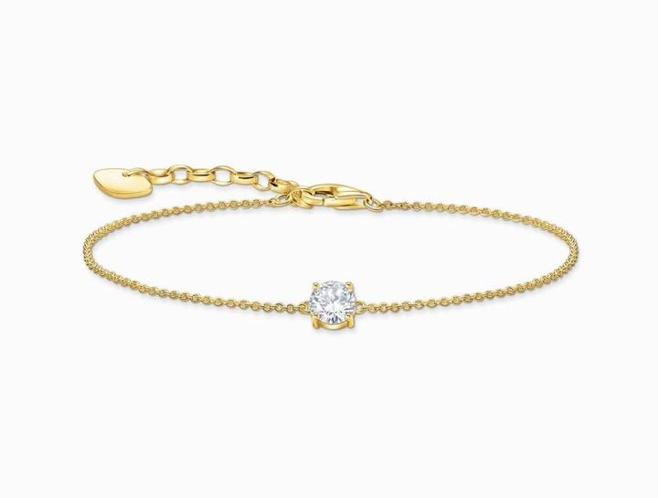 Produktbild Thomas Sabo Armband mit weissem Zirkonia-Anhänger vergoldet (19 cm, 750 Gelbgold Vergoldung, 925 Sterlingsilber)