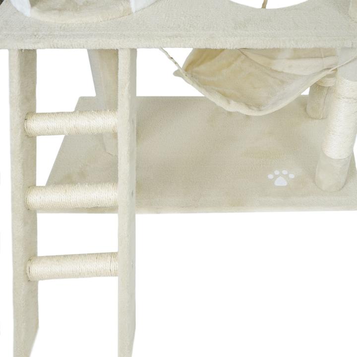 Actual product image Wiltec Cat Tree Beige-white Sisal 141cm Scratching Post Climbing Tree Cats (141 cm, beige/white)