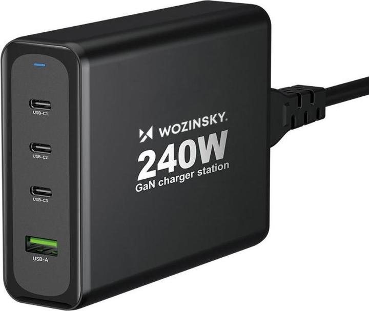 Wozinsky WGCSB 240W GaN chargeur mural USB-A / 3 x USB-C - noir (240 W)