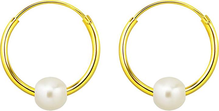 Produktbild Star Piercing Ohrring 18k vergoldet rund mit Perle (ohne Messing, 925 Sterlingsilber)