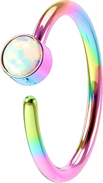 Produktbild Star Piercing Micro Piercing Ring farbig mit Opal weiss (ohne Messing, Chirurgenstahl 316L)