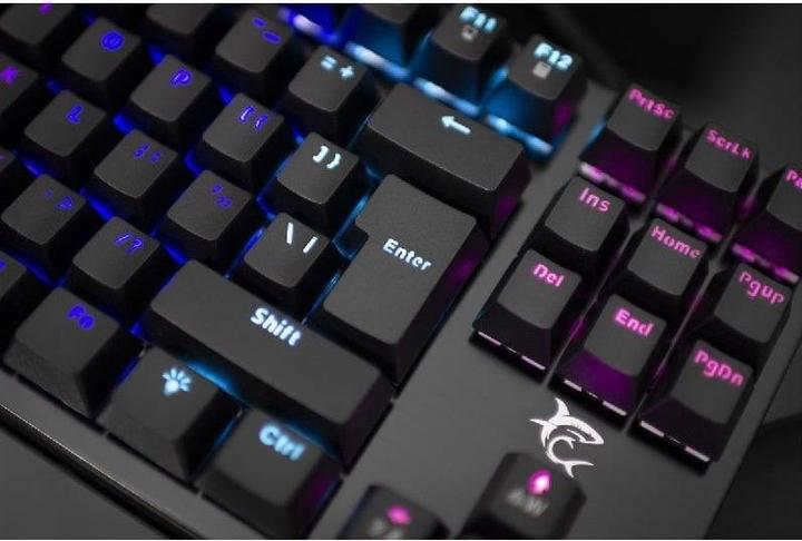 Image du produit White Shark Clavier de jeu mécanique blanc Shark Spartan, OUTEMU BLUE Switch, LED Rainbow Light, US Layout (DE, Filaire)