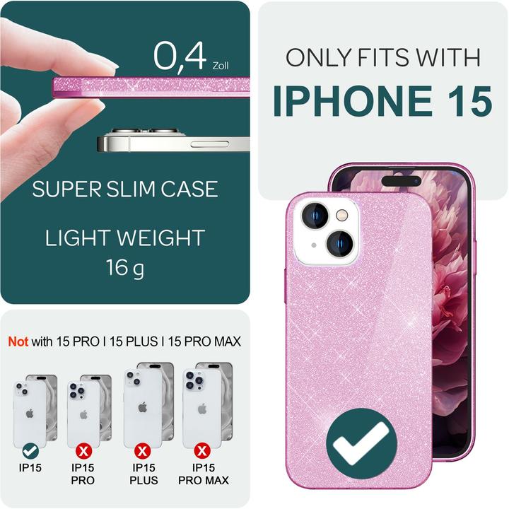Immagine prodotto Nalia Copertina glitterata (Apple iPhone 15)