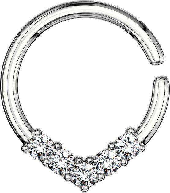 Produktbild Star Piercing Micro Piercing Ring silber rund mit Kristallen (Messing)