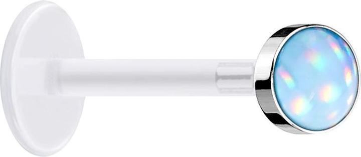 Produktbild Star Piercing Micro Labret transparent mit Scheibe und Epoxidstein blau (Chirurgenstahl 316L, ohne Messing, Bioflex)