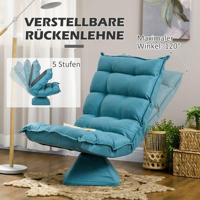 Image du produit Swisshandel24 Chaise au sol Canapé au sol avec dossier réglable, pivotant Chaise de méditation avec base