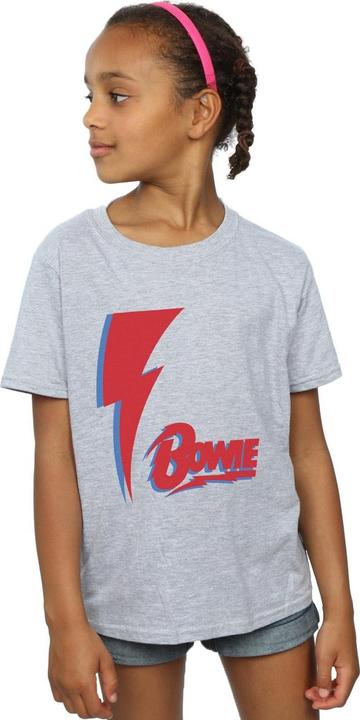 Actual product image David Bowie Girls Red Bolt Cotton T-Shirt (128)