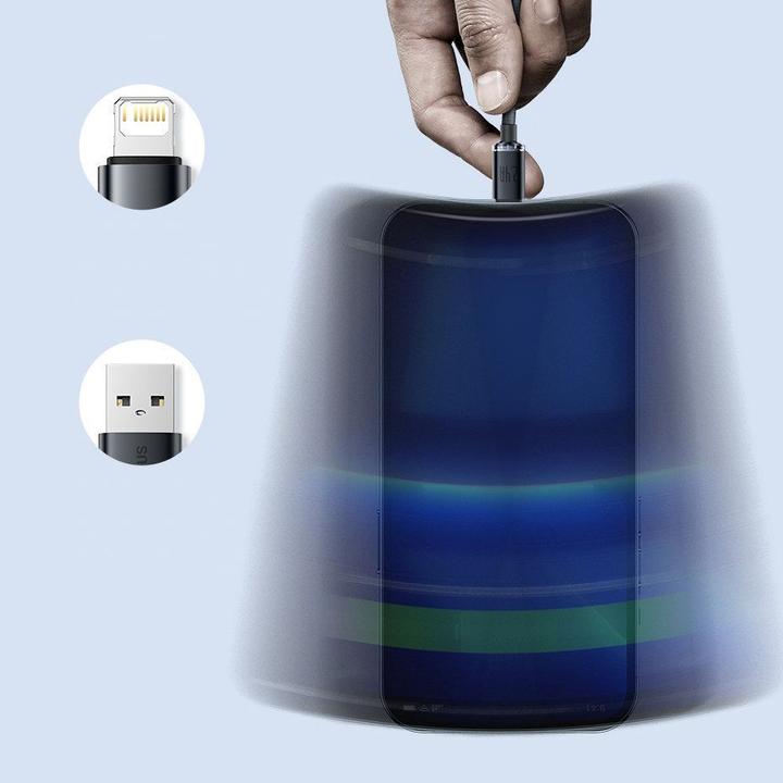 Actual product image Baseus Crystal Shine Series Fast Charging Data Cable USB to iP 2.4A 1.2m Blue (1.20 m)