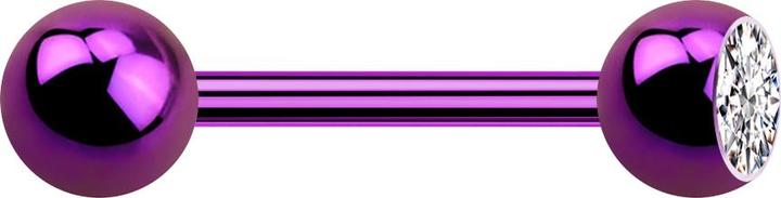 Produktbild Star Piercing Barbell violett mit Kugel und Kugel Kristall silber (Titan G23, ohne Messing)
