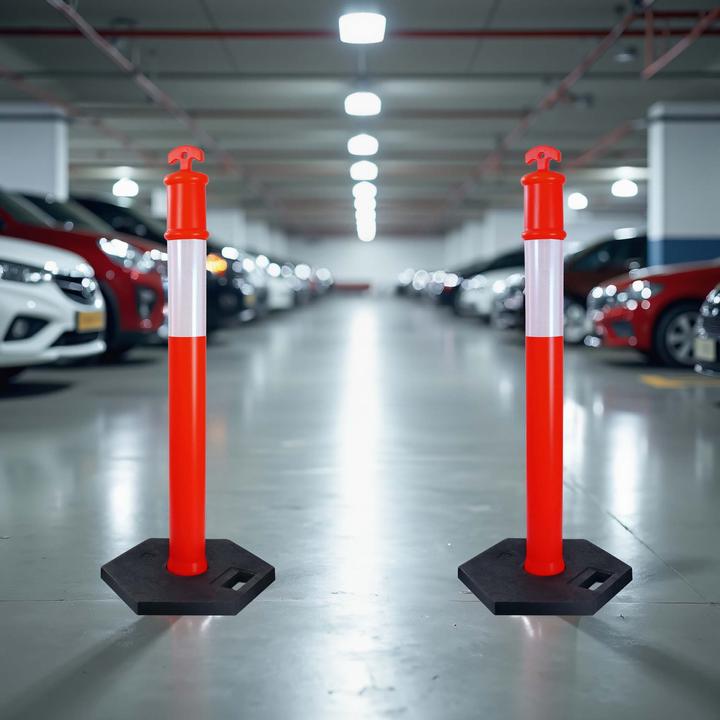 Image du produit Wiltec Kit 2x Poteau Balisage PU 110cm Poteau Signalisation Borne amovible