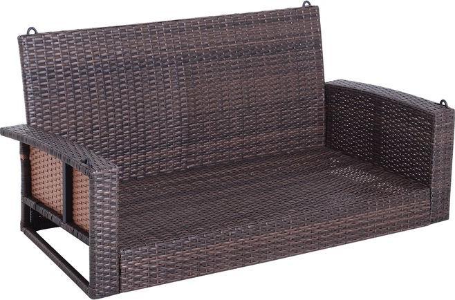 Produktbild Swisshandel24 Hängebank 2-Sitzer Rattan Gartenschaukel mit Sitzkissen Hängeschaukel Hollywoodschaukel Schaukelbank