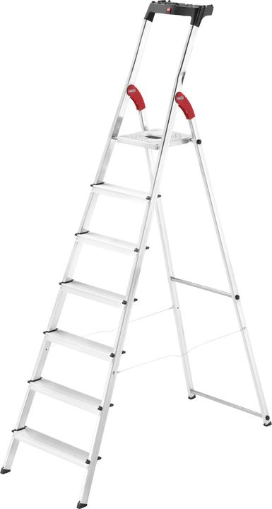 Hailo L60 StandardLine, Alu-Sicherheits-Stehleiter, 7 Stufen (Stehleiter, 130 cm)