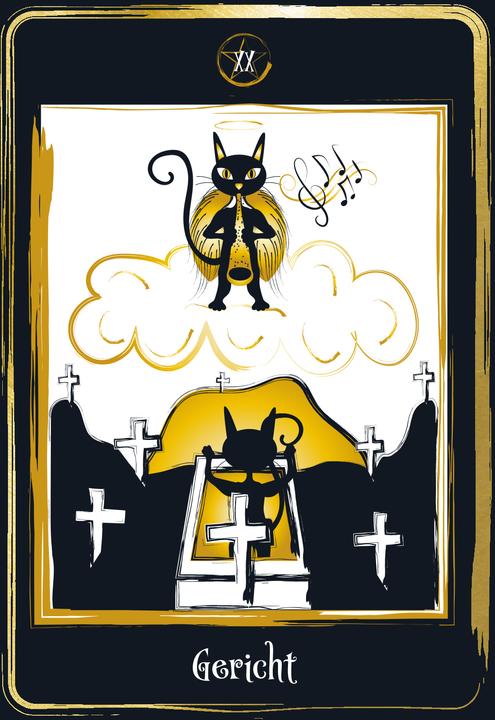 Image du produit Golden Black Cat Tarot - Hochwertige Stülpdeckelschachtel mit Goldfolie (Allemand, Helena de Almeida, 2022)