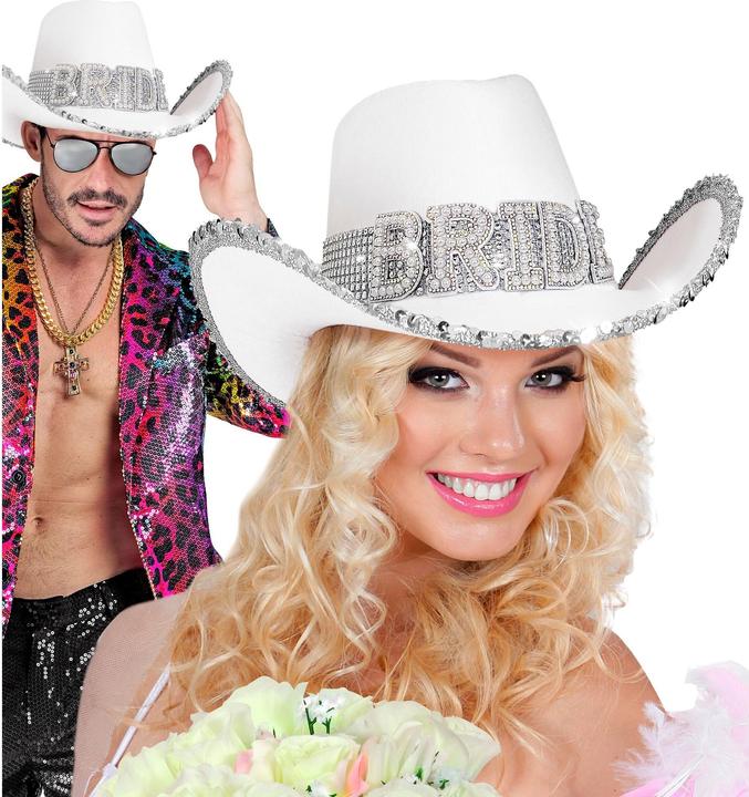Actual product image Widmann White "Bride" cowboy hat with pearl decoration