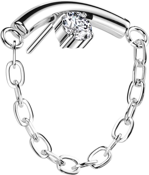 Star Piercing Threadless Stange silber Anhänger Kette Kristall silber (ohne Messing, Titan G23)