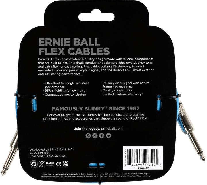 Image du produit Ernie Ball Câble d'instrument 6417 - 6.09 m, bleu (6.09 m)