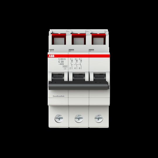 Actual product image ABB S203S-C20 Automatic circuit breaker 20A 3-pole 6kA C-character
