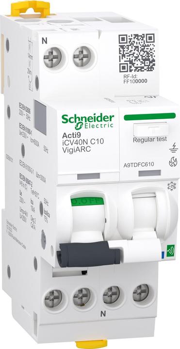 Image du produit Schneider Electric Acti9 Icv40n Vigiarc Disjoncteur De Protection Contre Les Arcs électriques 1p+N 10a C 30ma A-Si 6ka