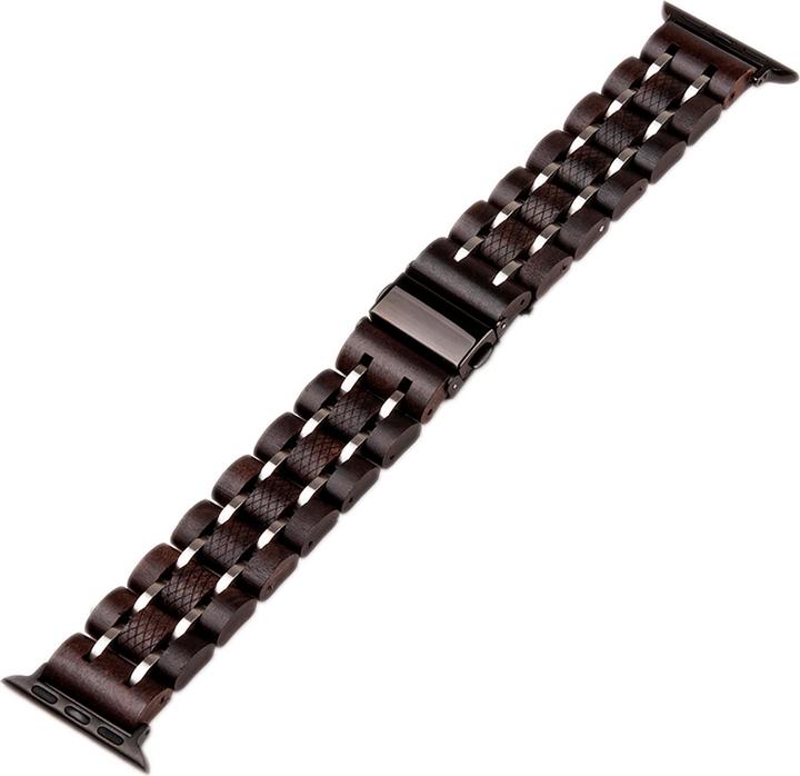 Produktbild Natura Punto Holzarmband für Apple Watch aus Ebenholz, dunkelbraun, mit Edelstahl (Ebenholz)