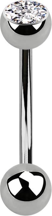 Actual product image Star Piercing Micro banana silver internal thread with ball and ball crystal silver (Titanium G23)