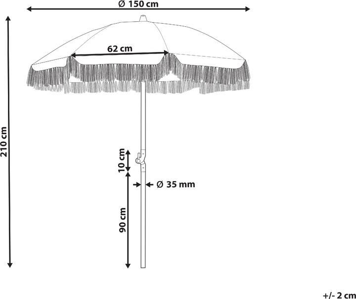Image du produit Beliani Parasol ⌀ 150 cm blanc avec volant MONDELLO (1.50 m)
