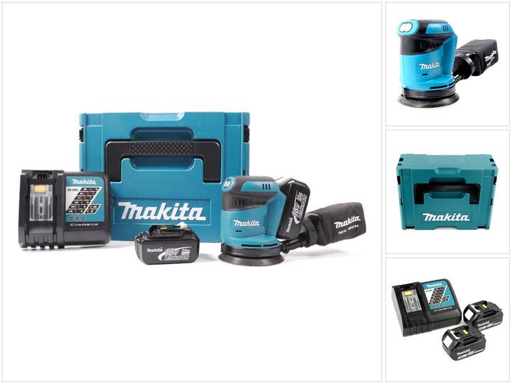 Actual product image Makita BBO 180 RFJ 18V Li-ion battery orbital sander + 2x battery 3.0Ah + charger + Makpac (Eccentric grinder)