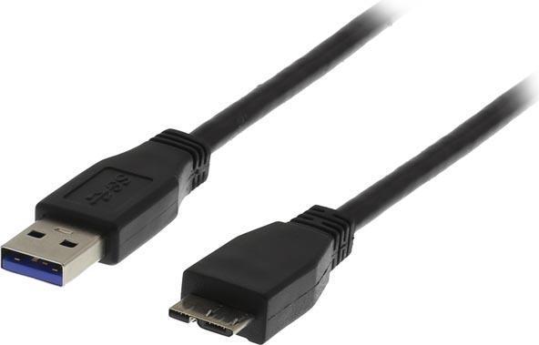 Produktbild Deltaco USB 3.0 kabel, Typ A hane - Typ Micro B hane, 1m, svart (1 m, USB 3.2 Gen 1)