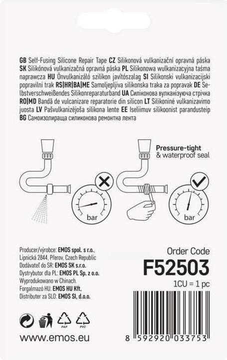 Produktbild Emos Silikonreparaturband 25mm/33m Schwarz (25 mm)