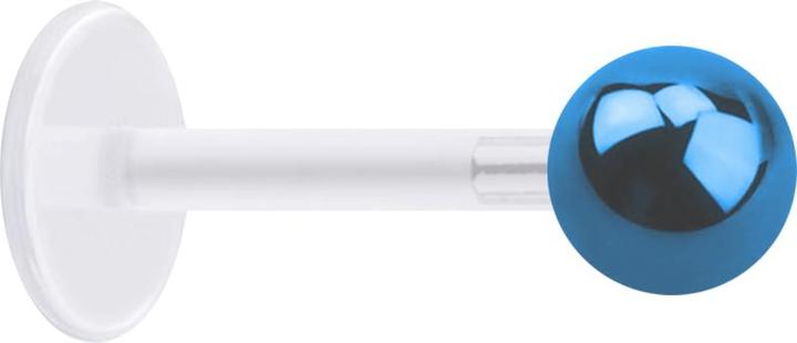 Star Piercing Micro Labret transparent mit Kugel hellblau (Bioflex, ohne Messing, Chirurgenstahl 316L)