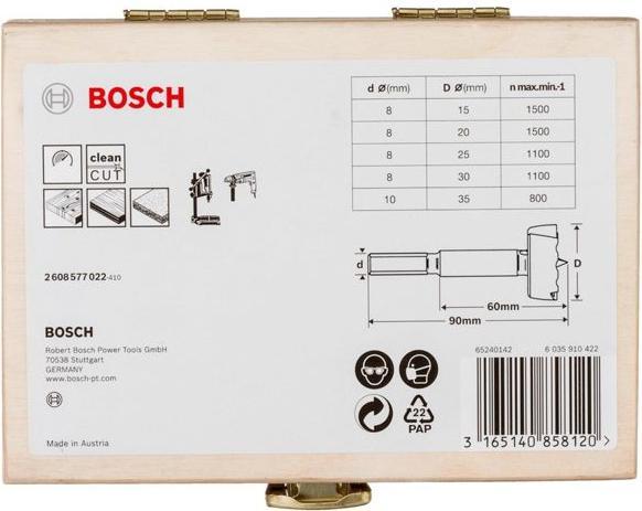 Produktbild Bosch Professional Zubehör 5-tlg. Forstnerbohrer-Set, 15–35 mm (35 mm, 25 mm, 20 mm, 15 mm, 30 mm)