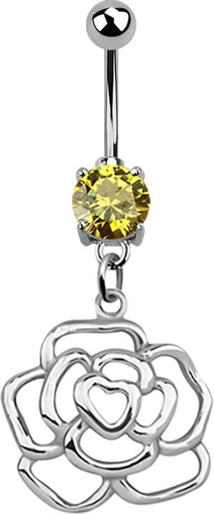 Image du produit Star Piercing Banane argent avec pendentif rose jaune (sans laiton, Acier chirurgical 316L, Argent sterling 925)