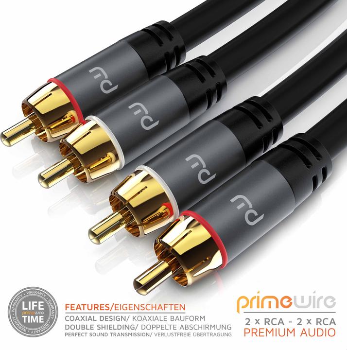 Produktbild Primewire Stereo Cinch Audio Kabel, RCA, mehrfach geschirmtes HiFi Audiokabel, 2X Cinch zu 2X Cinch (0.50 m, Cinch)