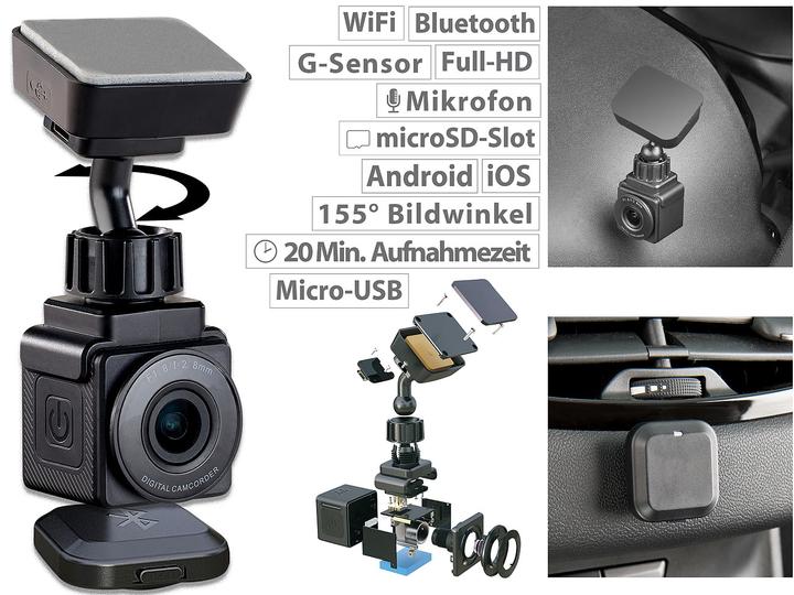 Produktbild NavGear WiFi-Mini-Dashcam (WLAN, Beschleunigungssensor, Full HD)