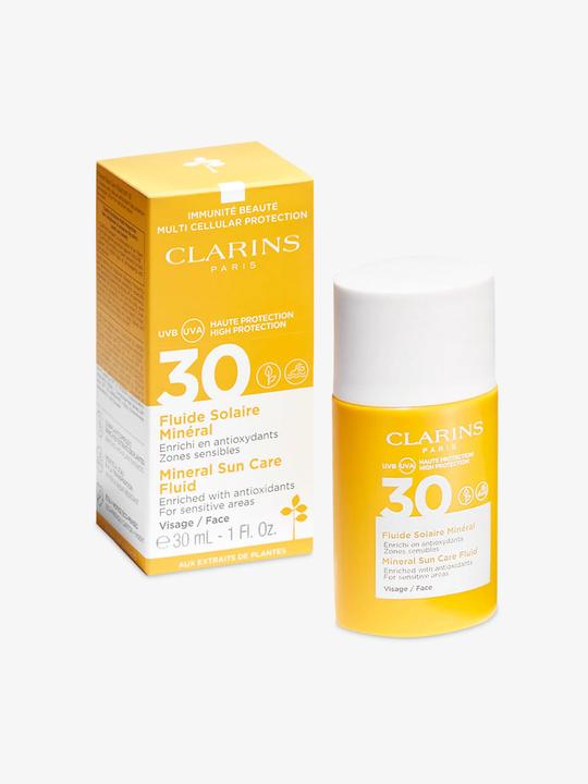 Actual product image Clarins Sun - Fluide Solaire Minéral Visage SPF30 (Sun cream face, SPF 30, 30 ml, 62 g)