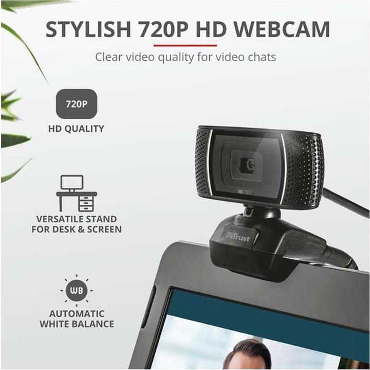 Immagine prodotto Trust Doba - 1280 x 720 Pixel - 720p - Auto - USB - Nero - Clip / Supporto (Cablato, USB-A)
