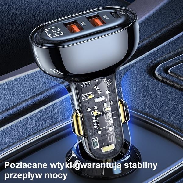 Produktbild Usams Ład. sam. 2xUSB+1xUSB-C 80W Fast Charge niebieski/blue CC159CC02 (US-CC159)