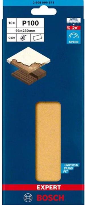 Productafbeelding Bosch Professional Zubehör Expert C470 Schuurpapier zonder gaten voor vlakschuurmachine, 93 x 230 mm, G 100, 10 st. (100)