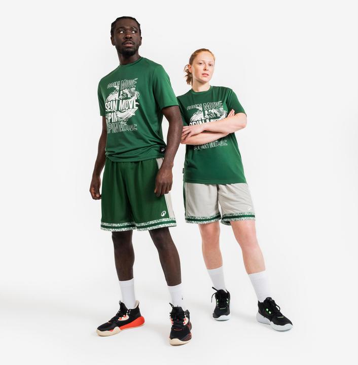 Image du produit Kipsta Short de Basketball reversible Adulte - SHR-500 Beige Vert (XXL)