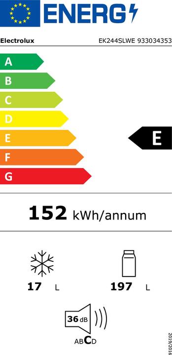 Energie-Label Electrolux EK244SLWE (214 l)