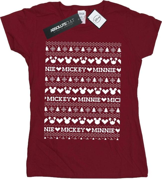 Disney Mickey And Minnie Christmas Fair Isle TShirt (S)