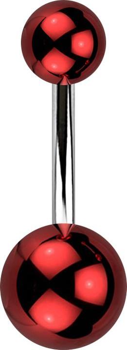 Produktbild Star Piercing Banane silber mit zwei Kugeln glasbeschichtet rot (Acryl, ohne Messing, Chirurgenstahl 316L)