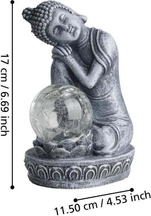 Immagine prodotto EGLO Luce da giardino Decorazione solare Buddha, 19,5 cm, Grigio (IP44)