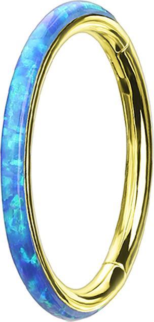Star Piercing Micro Segmentring klappbar vergoldet seitlich Opal streifen blau (Chirurgenstahl 316L, ohne Messing)