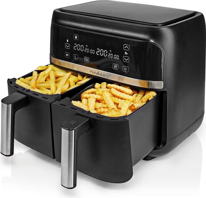 Image du produit Nedis Friteuse à air chaud | 2x3.8 l | Minuterie : 60 min | Digital | Noir