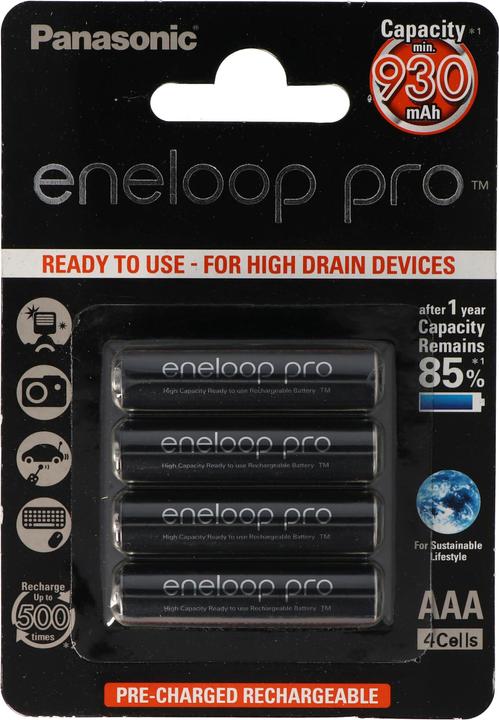 Produktbild Panasonic Akku Eneloop Pro Micro AAA LR03 BK-4HCCE/4BE und Akkubox AAA (Akku)