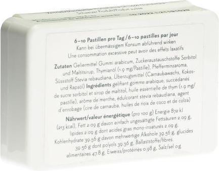Valeurs nutritives et ingrédients Phytopharma Pastilles de thym (1 pièce(s))